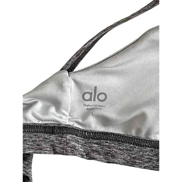 Alo Yoga Alosoft Lounge Sports Bra Heather Grey Sz L V-Neck Bralette Gym - Picture 13 of 15